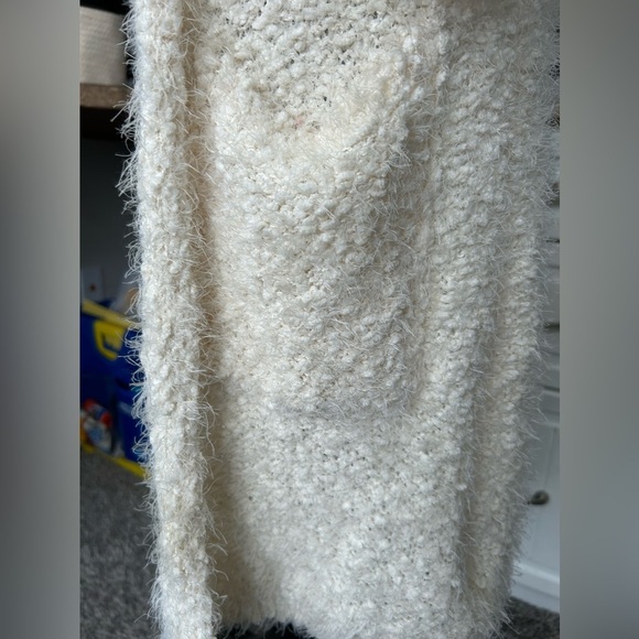 5/$25 Poof Apparel soft cozy ivory hooded long duster cardigan size small - Picture 5 of 11